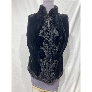 sheared beaver vest sections w/ black persian trim (106004)